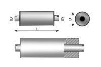 89352 DINEX UNIVERSAL MUFFLER OD 152,0 mm, L=600mm, ID 51,3 mm Глушитель