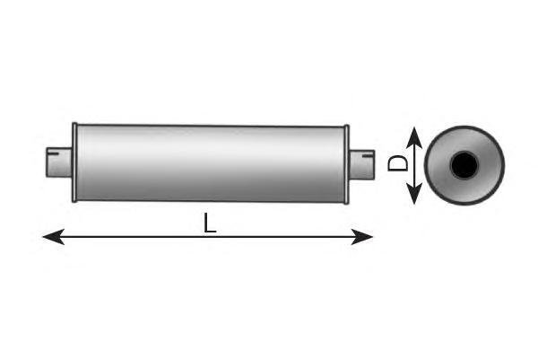 89415 DINEX TORPEDO MUFFLER OD 184,0 mm, L=800 mm, ID 114,0 mm Глушитель